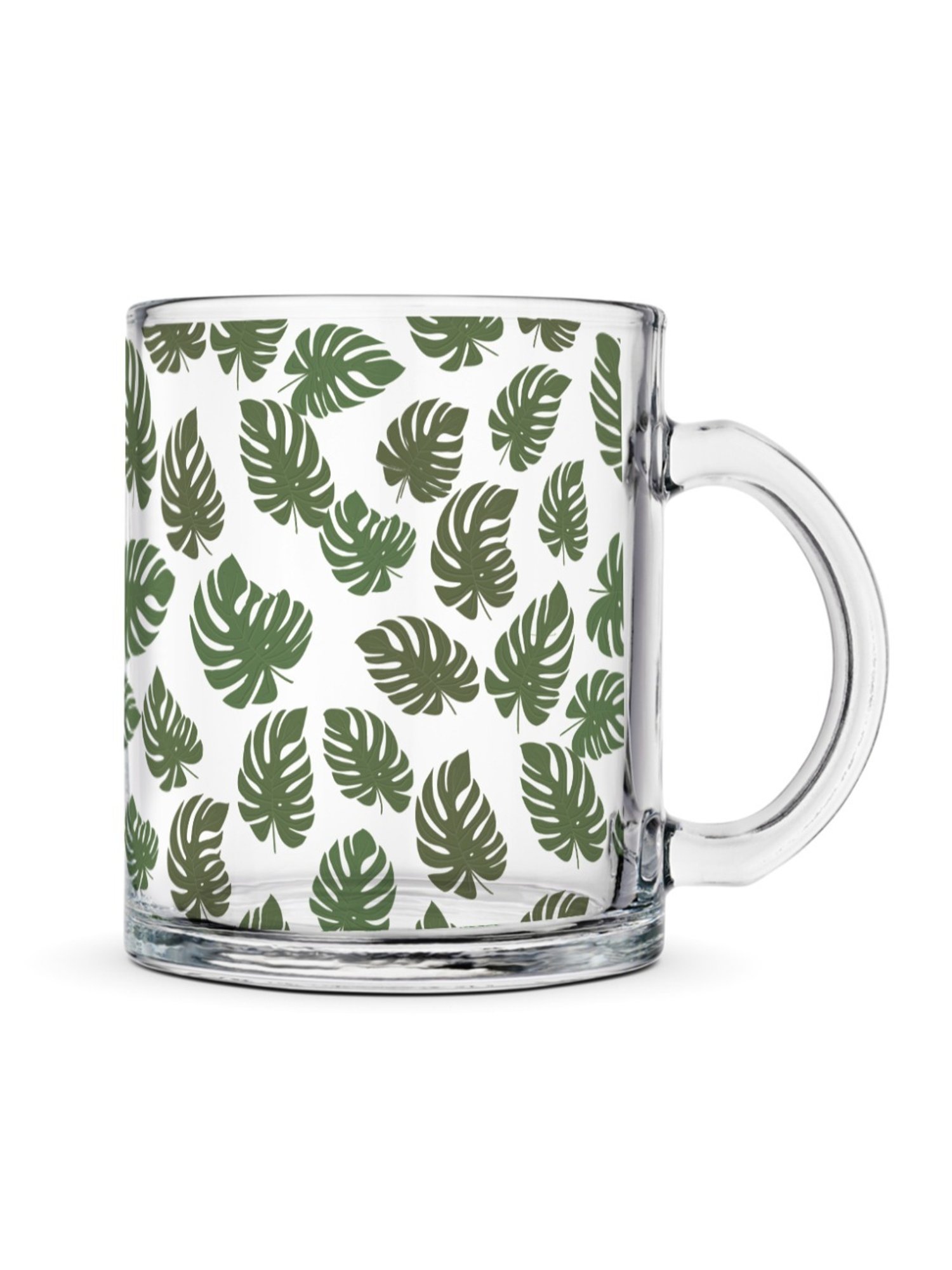 Gathari Leaves Transparent Glass Coffee Mug