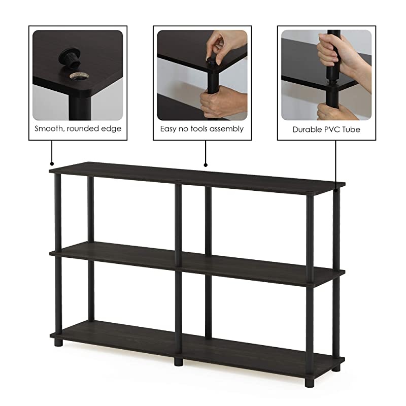 Turn-N-Tube 3-Tier Double Size Storage Display Rack, Espresso/Black
