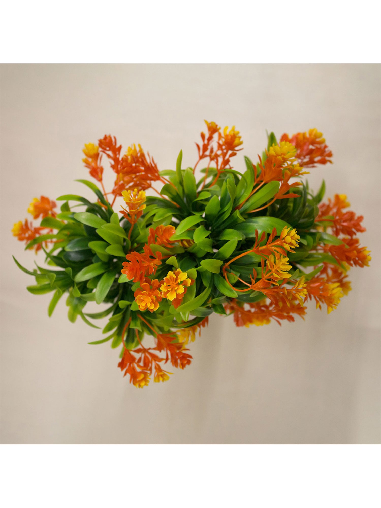 Amflix Orange Artificial Bonsai Flower Plant With Pot