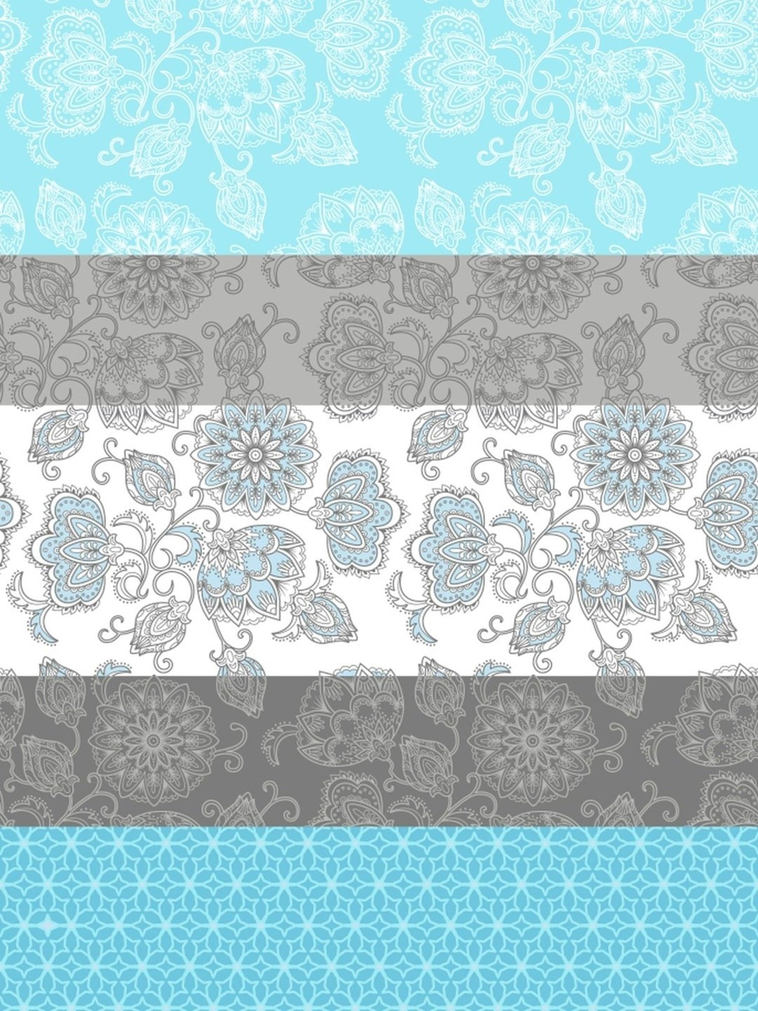 My Room Floral Light Blue 140 TC Cotton Fitted King Bed Sheet with 2 Pillow Covers