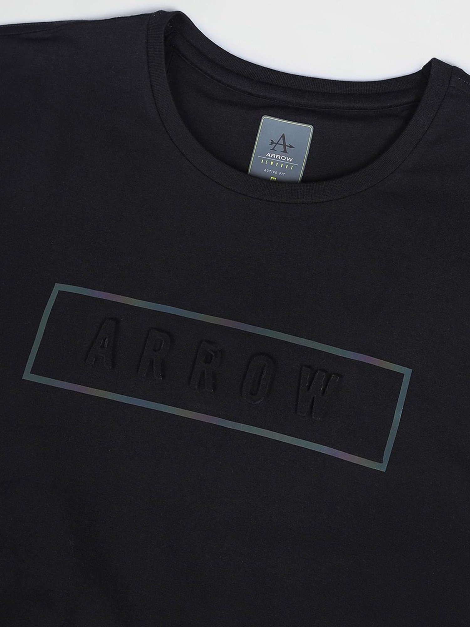Arrow New York Black Cotton Regular Fit Printed T-Shirt