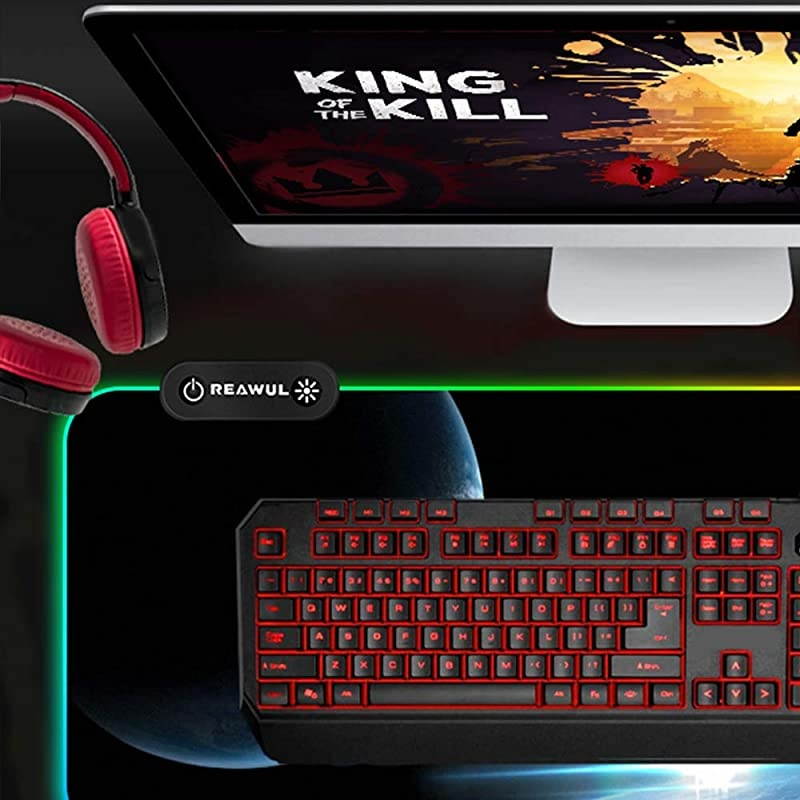 Gaming Mouse Pad Large RGB Mouse Pad Soft Oversize Glowing Led Extended Mousepad NonSlip Rubber Base Computer Keyboard Mouse Pad 14 Lighting Modes for Gaming 315 X 118in