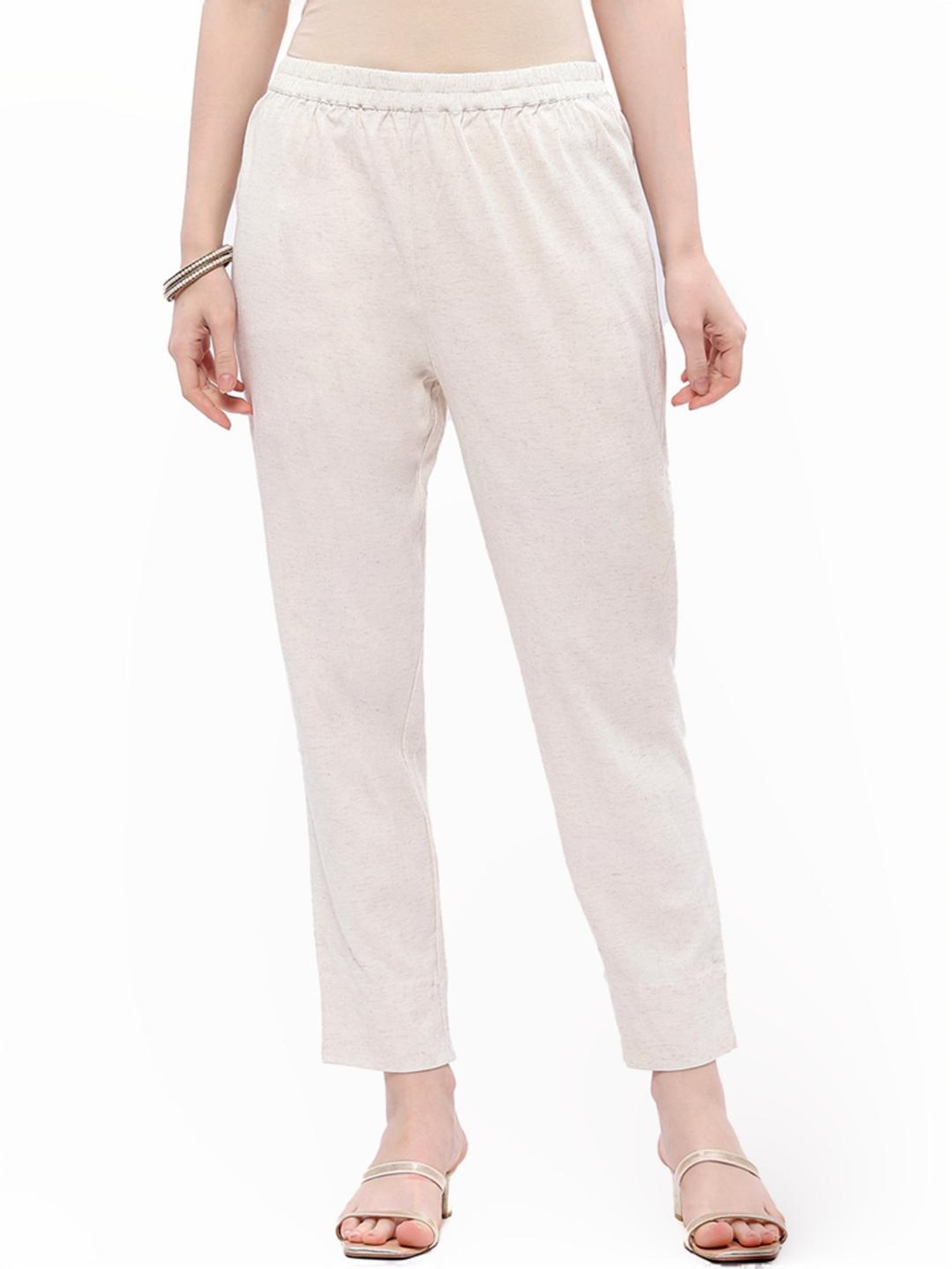 Rangriti Off-White Cotton Pant