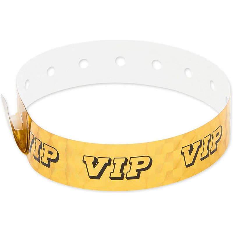 Okuna Outpost 100 Pack VIP Wristbands, Gold Bracelets for Events (9.75 x 0.65 in)