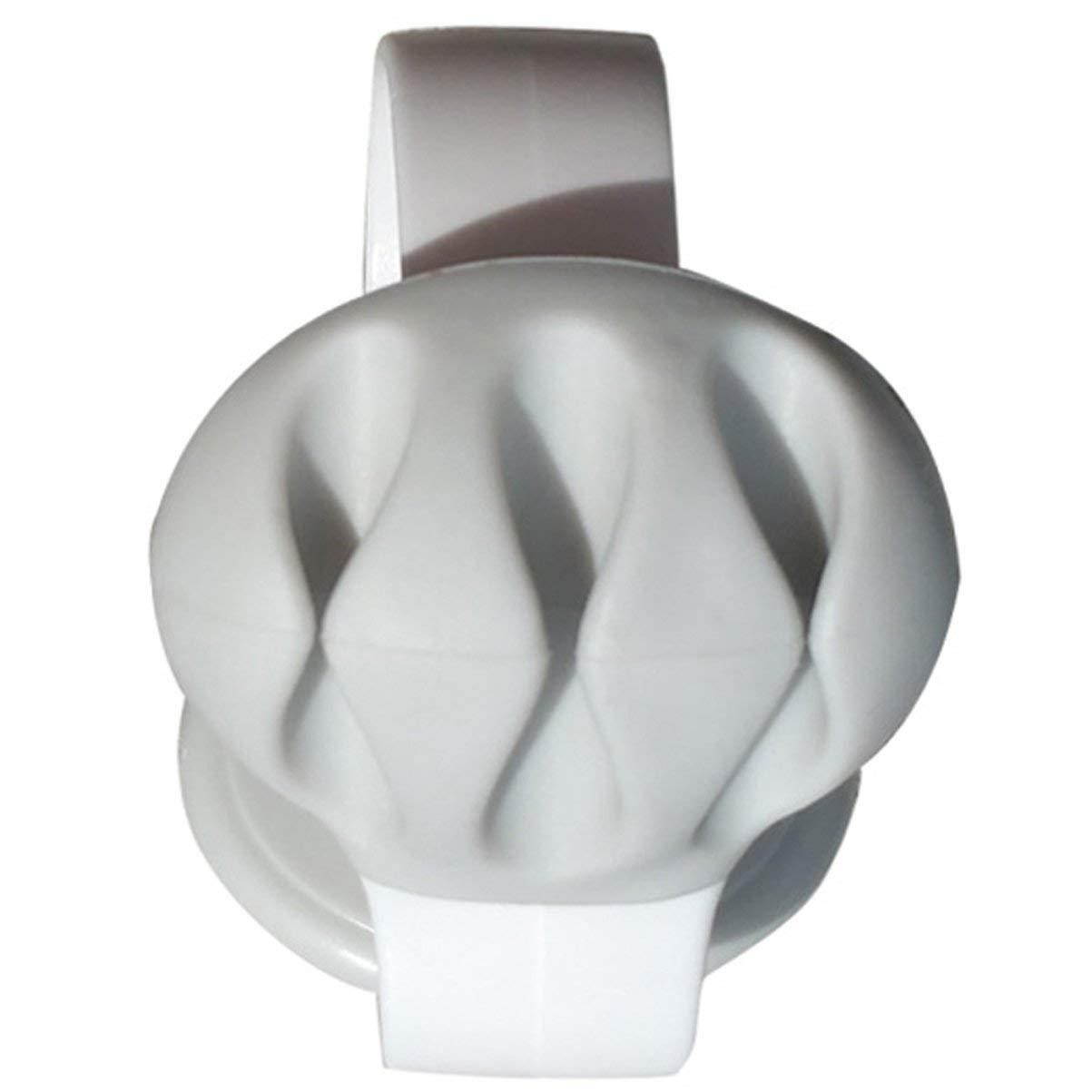 Coralpearl Non Adhesive Weighted Desk Cable Drop Clips Silicone Desktop Organizer Small Line Ties Fixer Tidy Table Top Wire Holder Clamp Cord Management Set for Home Office (White 2pcs)