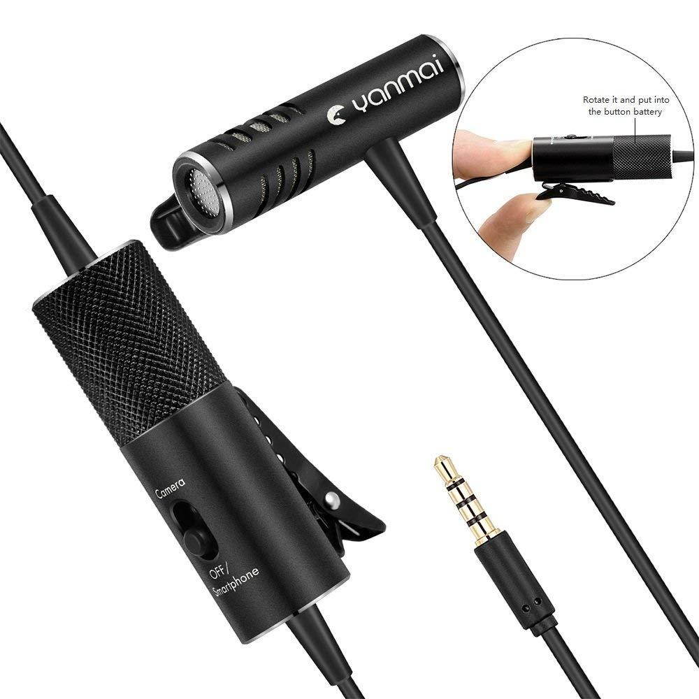 Docooler Professional Lavalier Microphone Clip-on Lapel Mic Omni-directional Condenser Microphone Audio Recorders Youtube Interview Podcast Studio Video Recording for Smartphones Camcorders Cameras PC