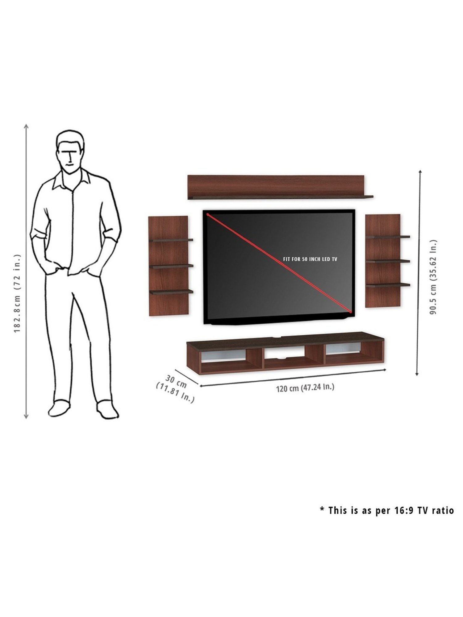Delite Kom Eli Acacia Dark & Flowery Wenge Engineered Wood TV Entertainment Unit