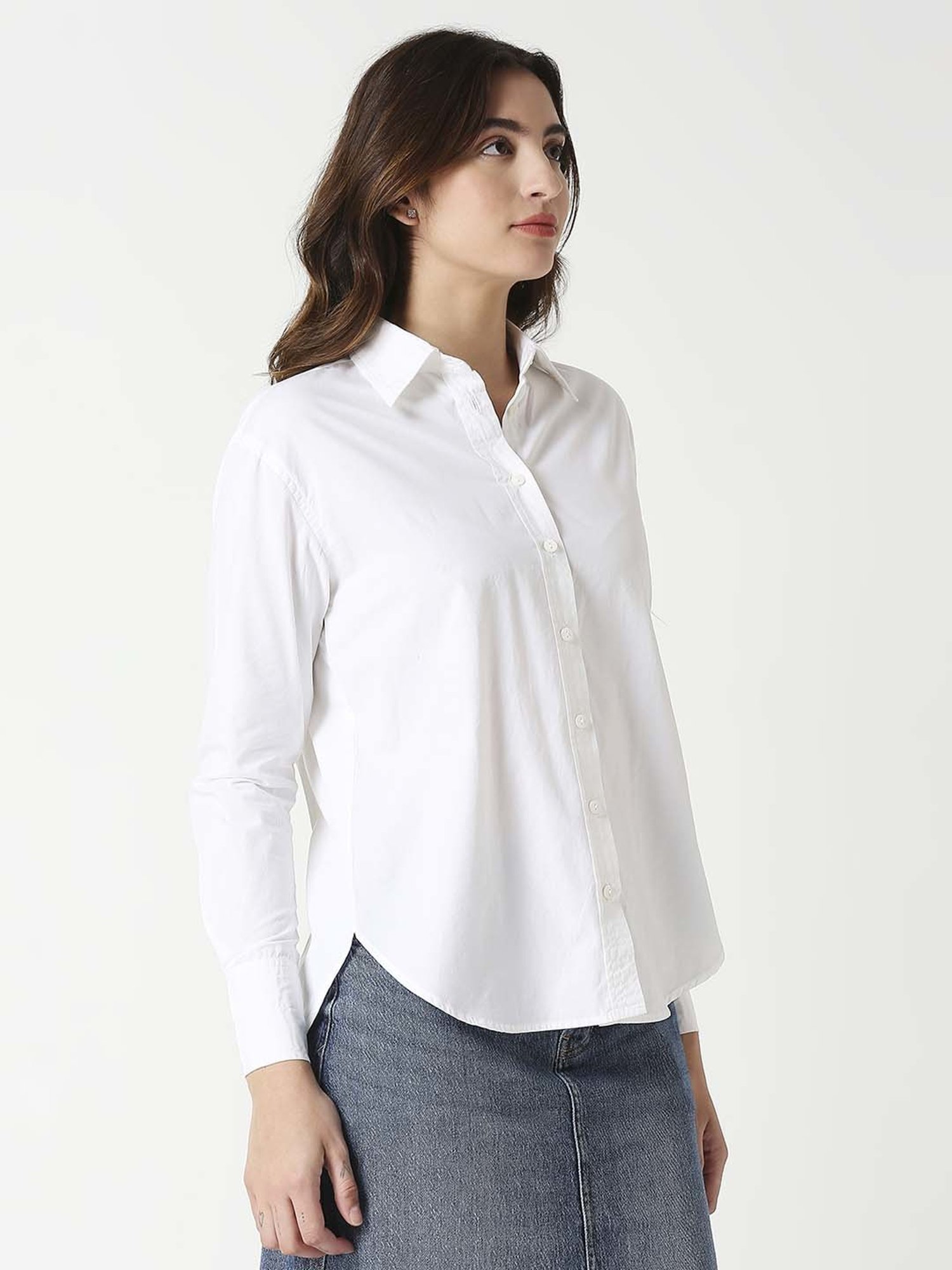 Remanika White Cotton Embroidered Shirt