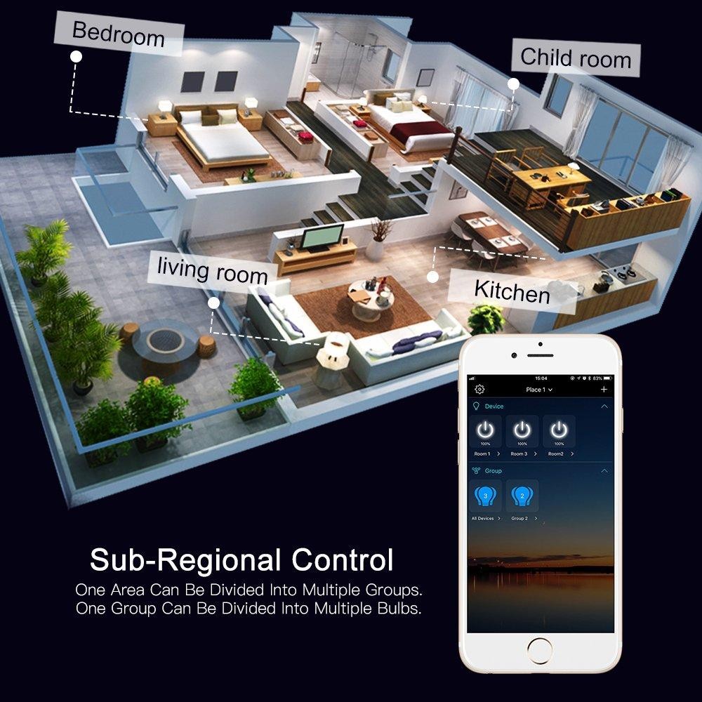 Smart Light Bulbs, Alexa Light Bulb, Smart Bulbs that Work with Alexa & Google Assistant, WiFi Light Bulbs A19 Daylight (5000K) No Hub Required, 800LM 60W Equivalent High CRI>90, 2 Pack