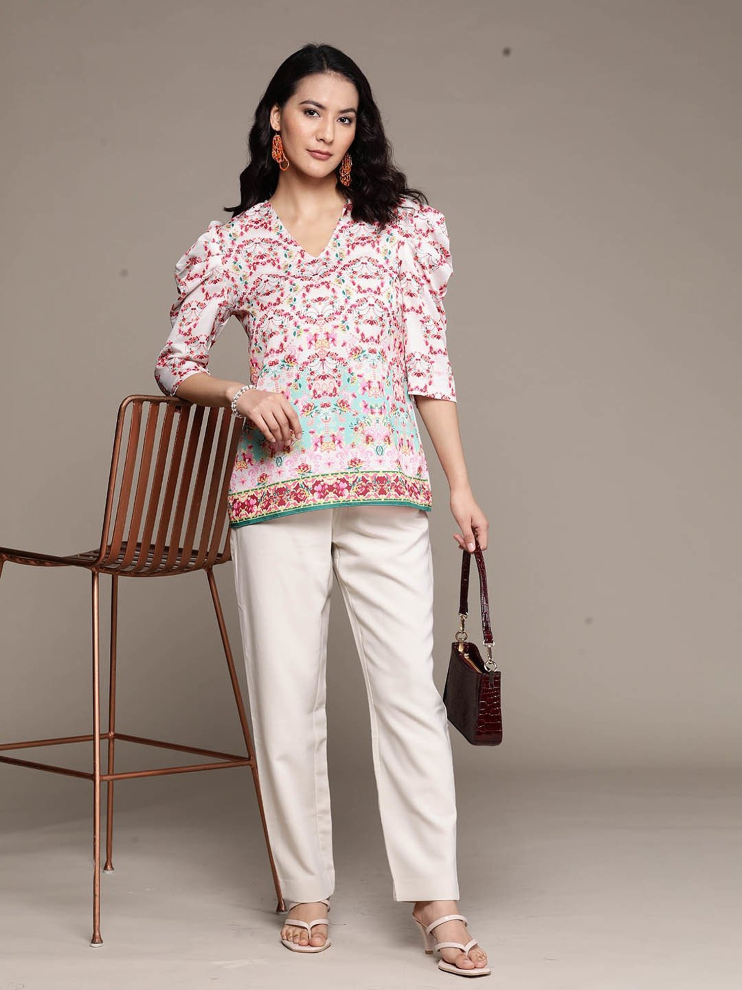 aarke Ritu Kumar Ecru Printed Top