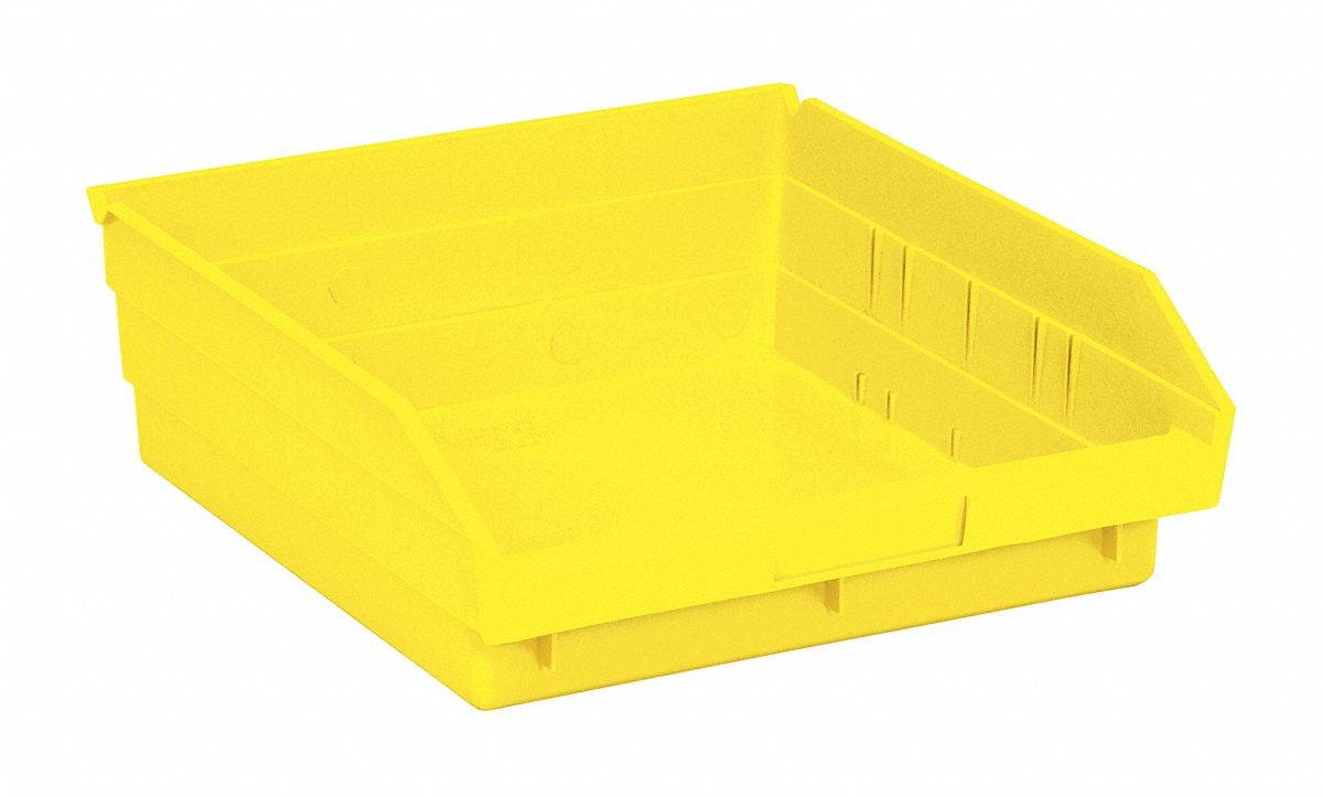 QUANTUM STORAGE SYSTEMS QSB109YL Yellow Shelf Bin, 11-5/8"L x 11-1/8"W x 4"H