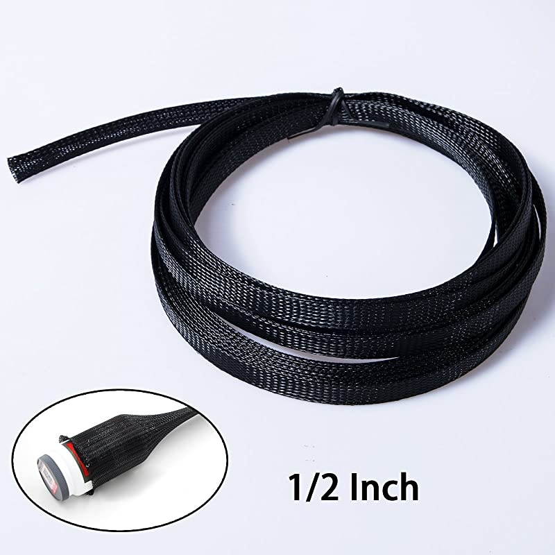 50ft 12 Inch 14 Inch Nylon Expandable Braided Cable Sleeving Braided Wire Sleeve Cable Sheath Mesh Wire Loom