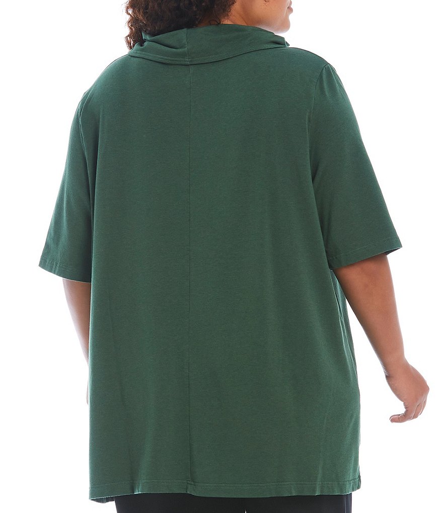 Bryn Walker Plus Size Enola Bamboo French Terry Elbow Sleeve Cowl Neck Tunic