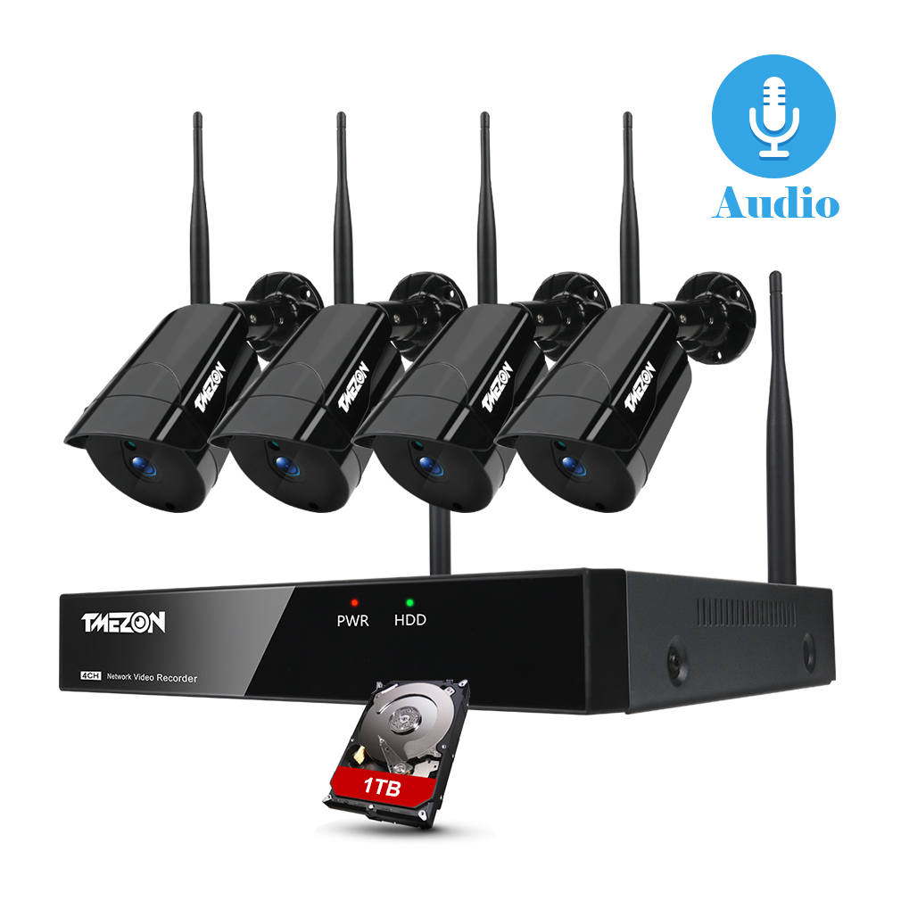TMEZON Audio 2MP Wireless Security Camera System, 8CH Indoor Outdoor Video Surveillance NVR Systems with 2TB Hard Drive, 8Pcs 1080P Home WiFi IP Cameras, P2P, Waterproof, Night Vision, Remote Access