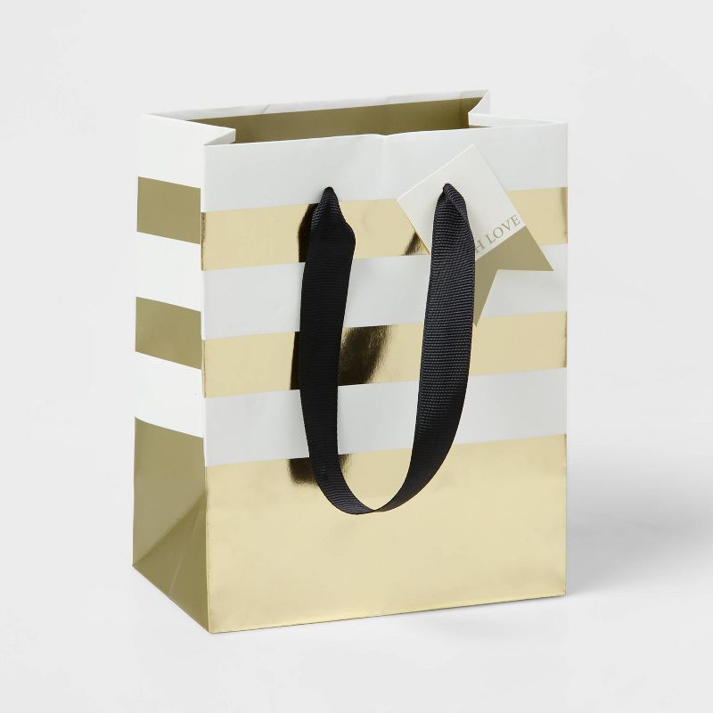 Stripes Gift Bag Gold & Cream - Wondershop™