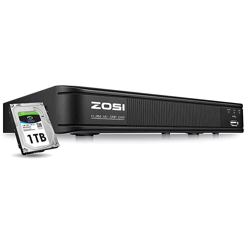 720p 8 Channel HDTVI 1080P Lite 4 in 1 Video Surveillance DVR Recorder 1TB Hard Drive Builtin P2P Technology QR Code Scan Remote Access Motion Detection Renewed