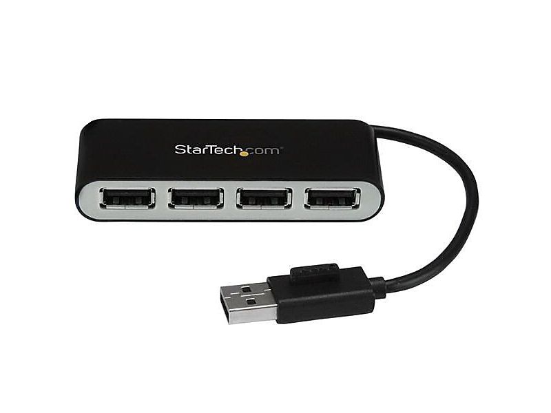 StarTech USB 2.0 Type A Female/Male Hub, Black/Silver ST4200MINI2
