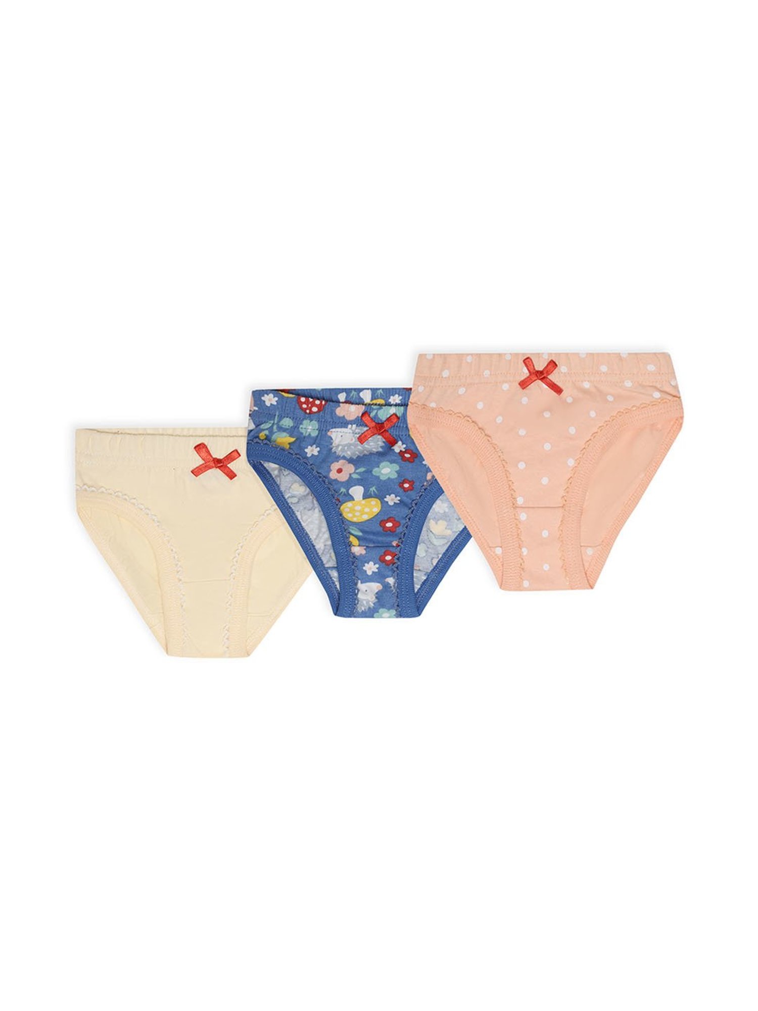 MiArcus Kids Peach & Blue Printed Briefs (Pack Of 3)