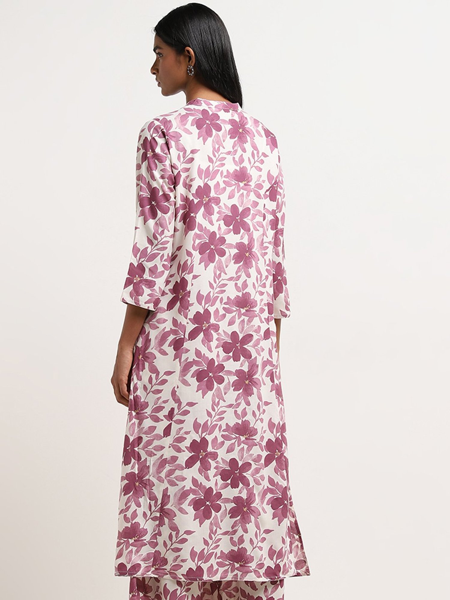 Utsa by Westside Purple Floral Printed A-Line Kurta