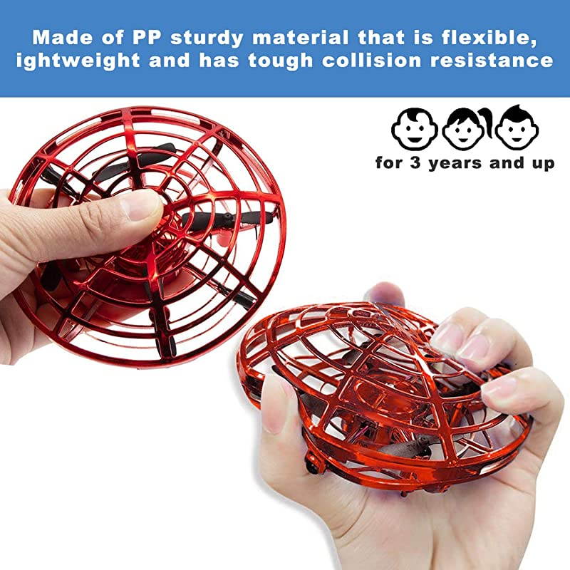 Drone RC Flying Toy for Kids Flying Ball Hand Controlled Quadcopter Light Up Flying Toys Two Speed AutoAvoid Obstacles 360Rotating Helicopter Outdoor Toys Fall Halloween Birthday Gifts