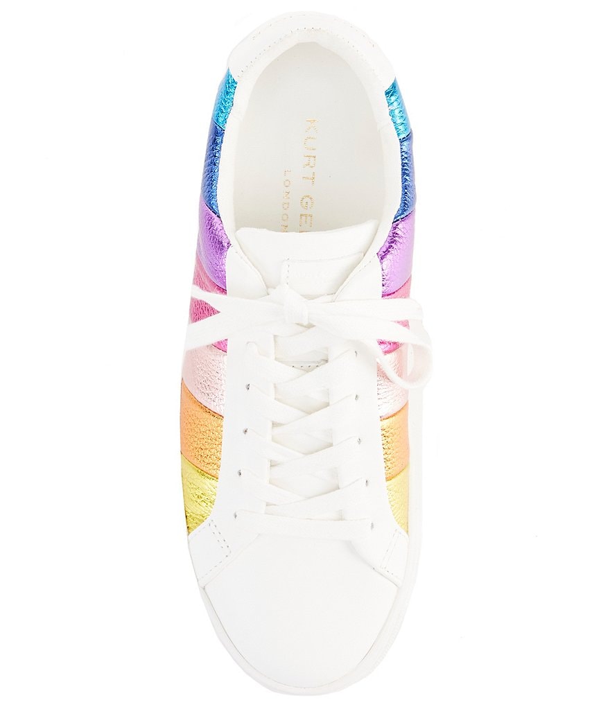 Kurt Geiger London Lane Metallic Rainbow Stripe Lace-Up Sneakers