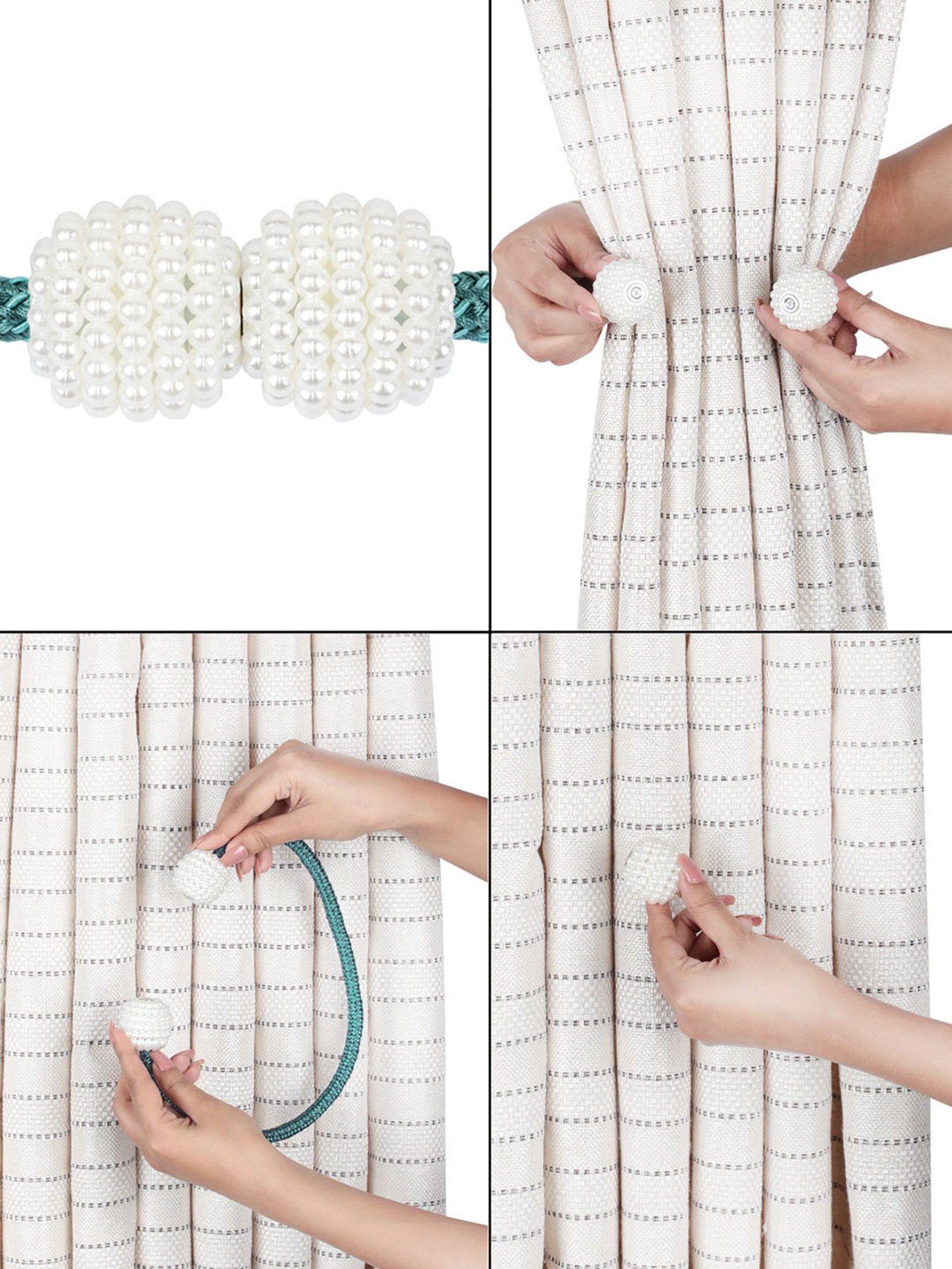 Romee Green Polyester Solid Curtain Tie and Hold Backs