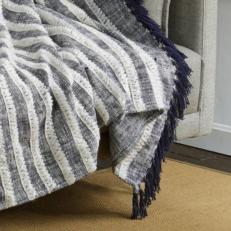 50"x60" Throw Blanket Navy/Natural - Patina Vie