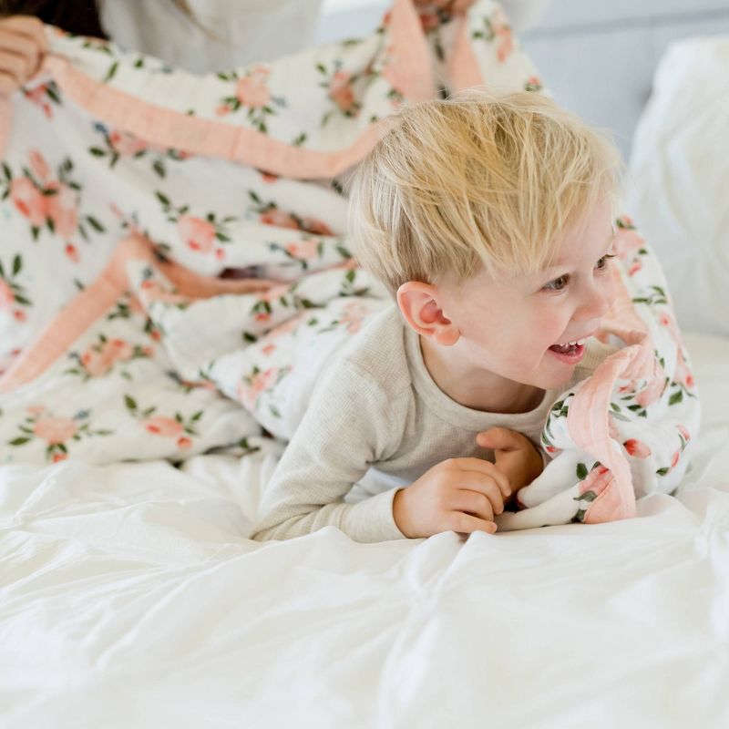 Little Unicorn Big Kid Cotton Muslin Quilt - Watercolor Roses XL