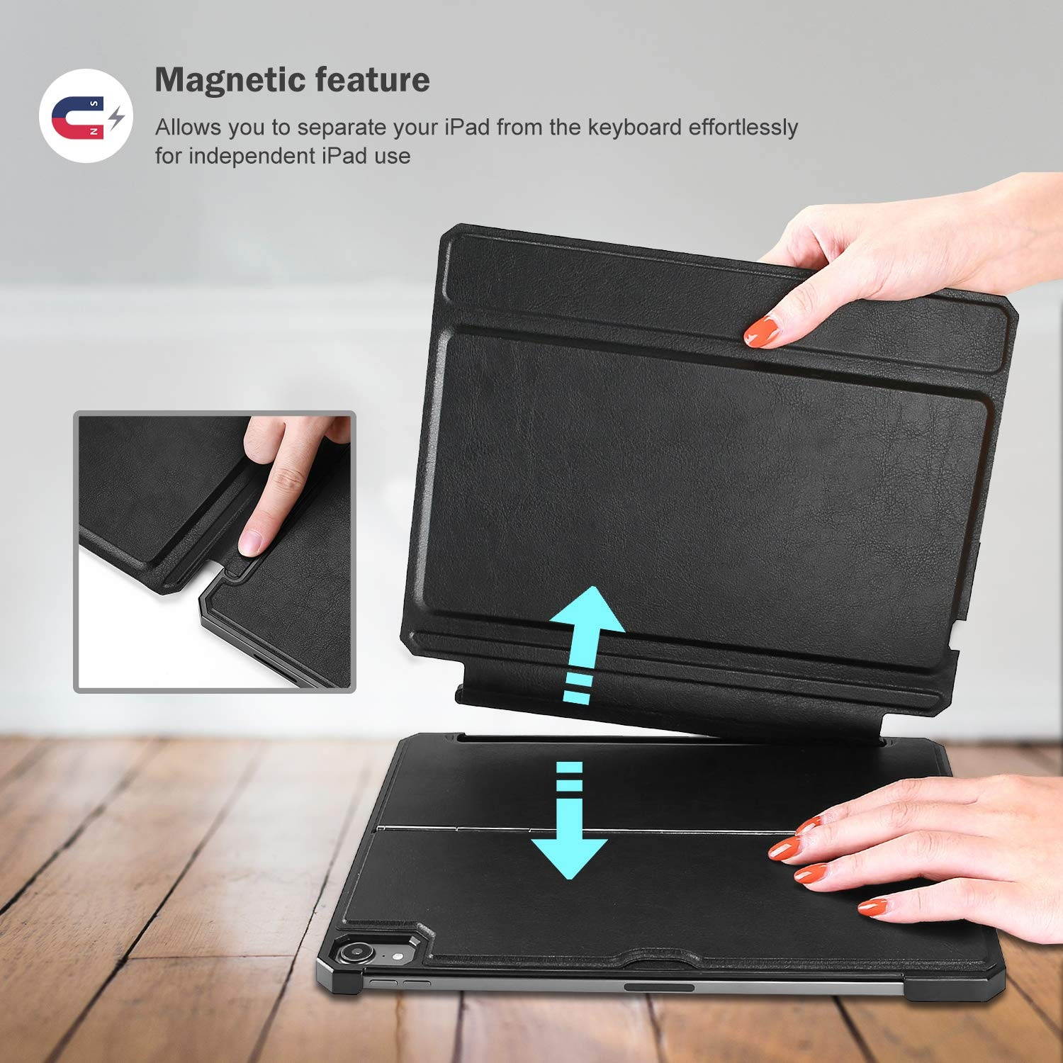 ProCase iPad Pro 11 Keyboard Case 2018, Detachable Wireless Keyboard Case with Kickstand [Support Apple Pencil Charging] Slim Multi Angle Stand Cover Case for Apple iPad Pro 11 Inch 2018 &ndash;Black