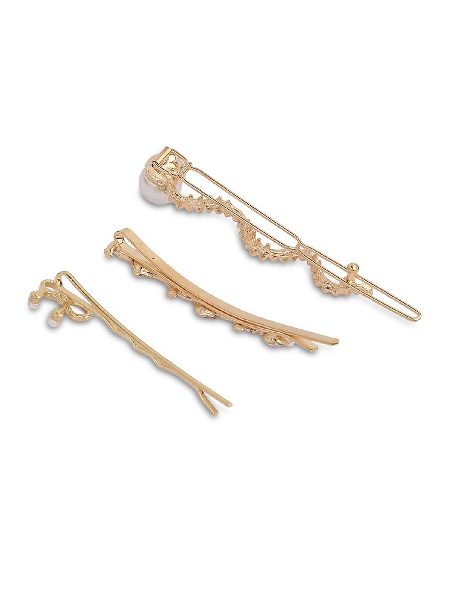 Golden Embellished Hair Clip - Set of 3
