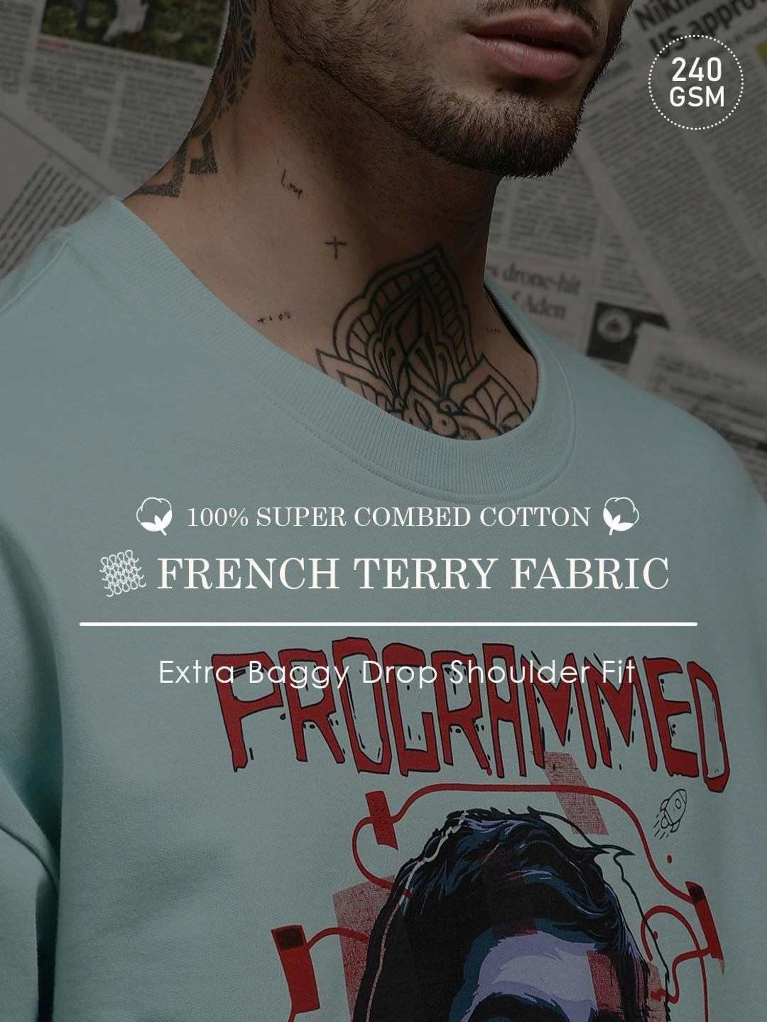 Difference Of Opinion Turquoise Loose Fit Printed Unisex T-Shirt