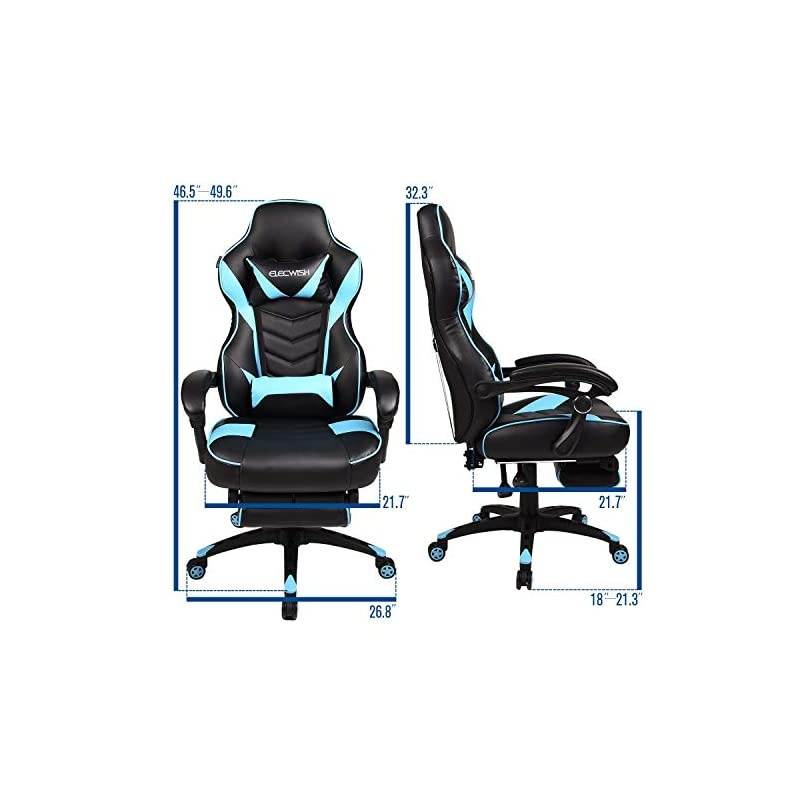 Gaming Chair Racing Office - Reclining PU Leather High Back Ergonomic Adjustable Swivel Executive Computer Desk Large Size Footrest,Lumbar Cushion,Adjustable arms Cushion