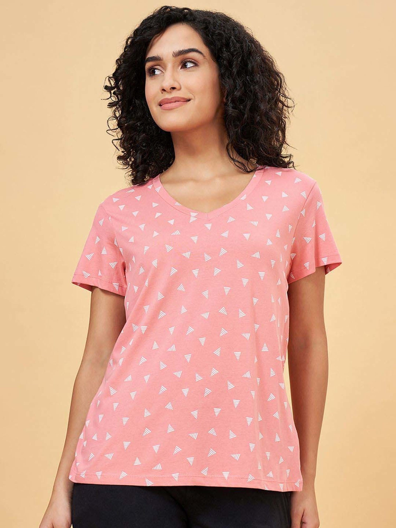 Dreamz by Pantaloons Pink Cotton Printed T-Shirt