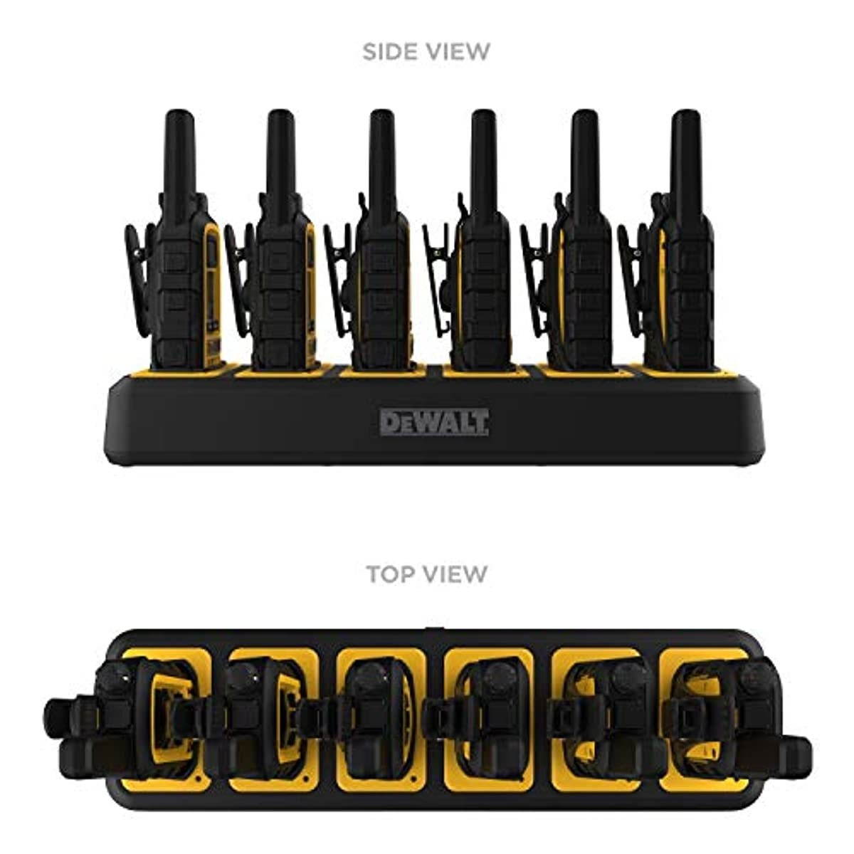 DEWALT DXFRS800 2 Watt Heavy Duty Walkie Talkies - Waterproof, Shock Resistant, Long Range & Rechargeable Two-Way Radio with VOX (6 Pack w/ Gang Charger) (DXFRS800-BCH6)