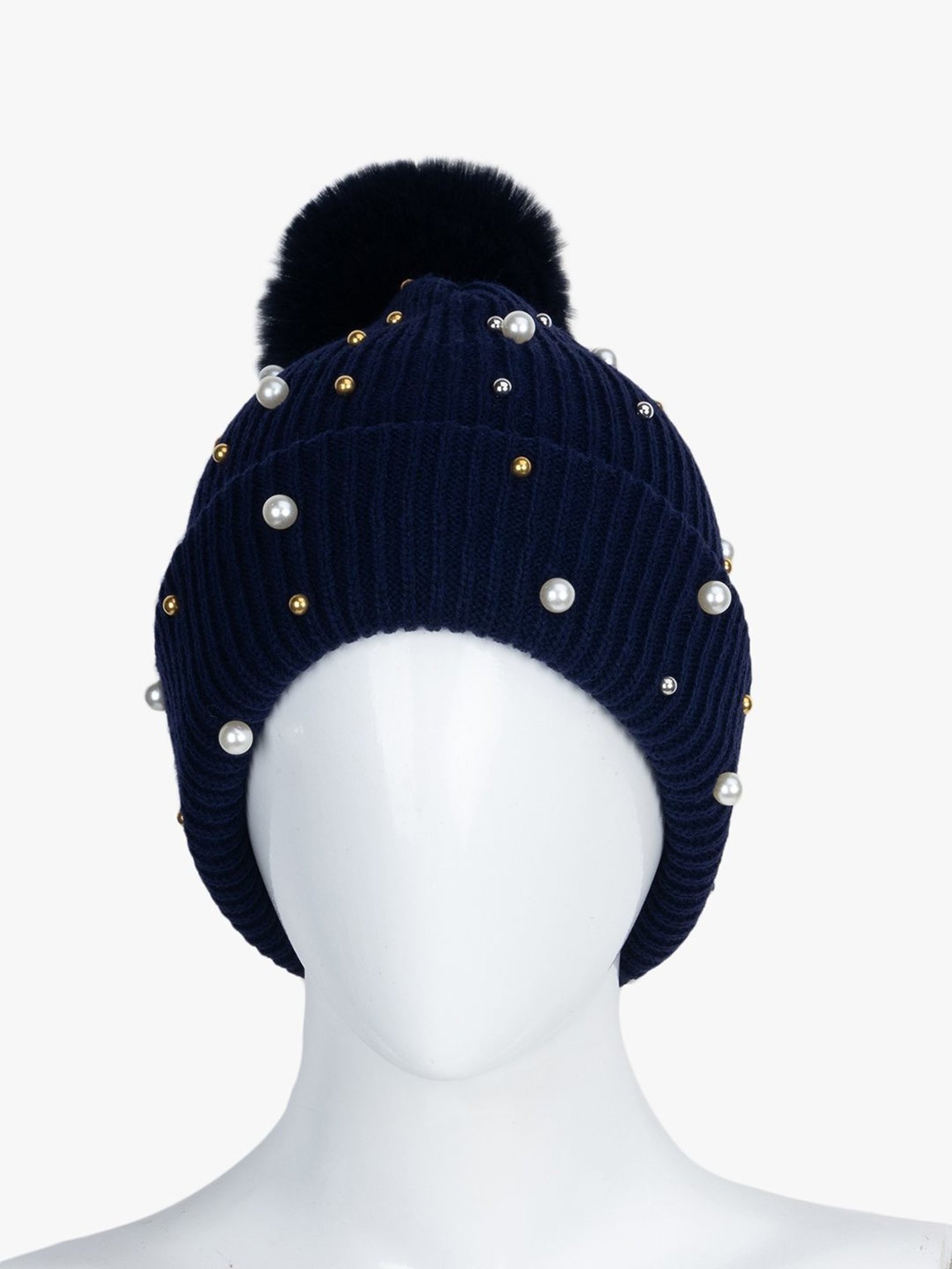 Kazo Navy Embellished Beanie