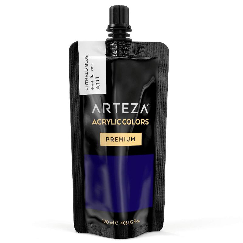 Arteza Acrylic Professional Artist Paint, Phthalo Blue, 120ml  - Single Color (ARTZ-8170)