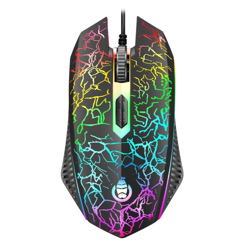 SHIPADOO 1600 DPI Three-speed Adjustable Four-button Cool Colorful Respiration Light Gaming Wired Mouse