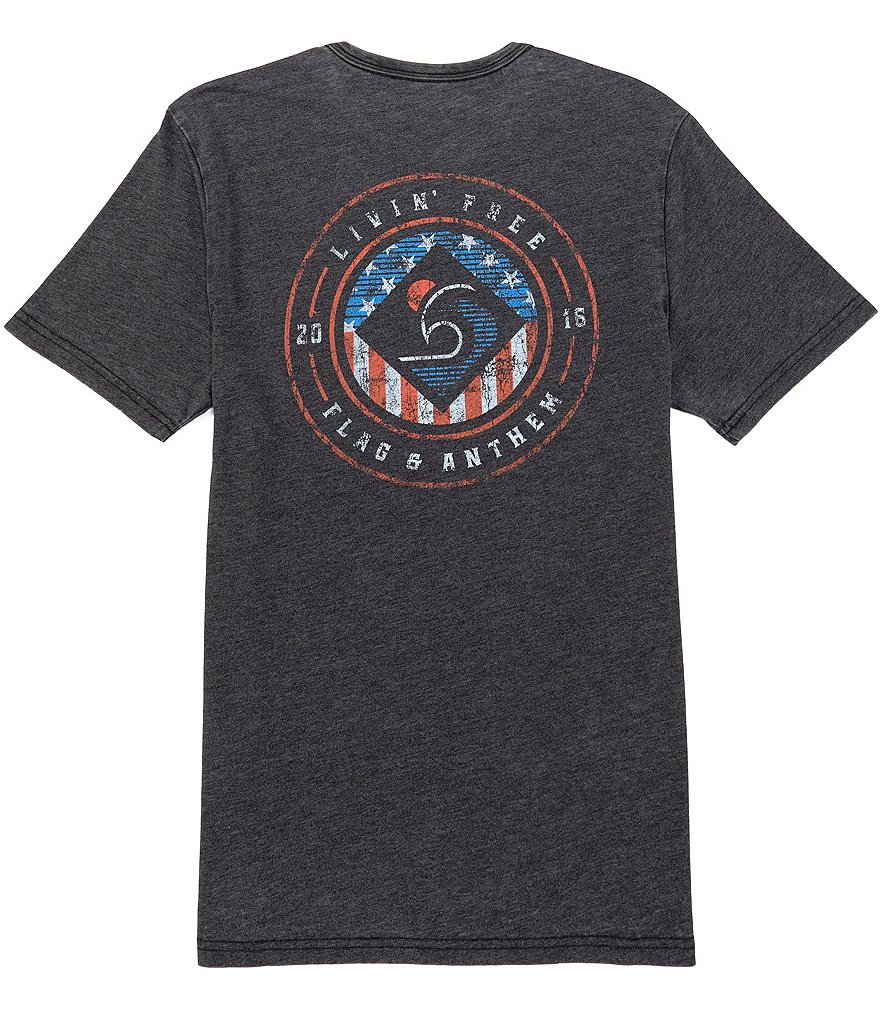 Flag And Anthem Short-Sleeve Livin Free Vintage Graphic T-Shirt