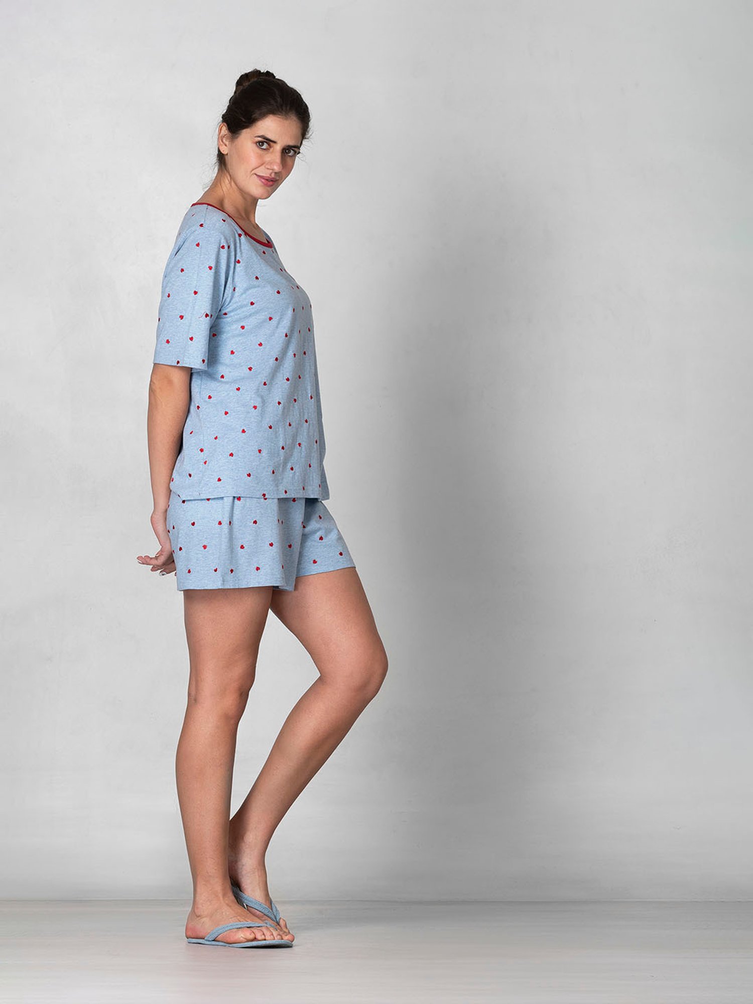 The Calm Collective Blue Embroidered Top With Shorts
