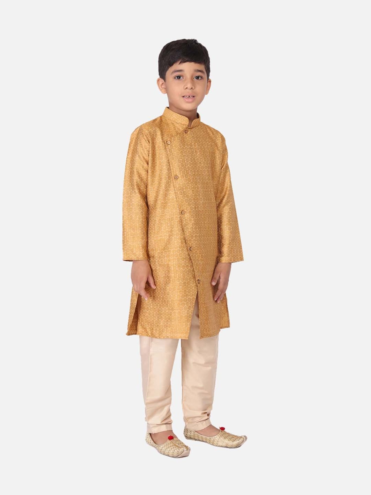 TABARD Kids Yellow & Beige Printed Kurta Set