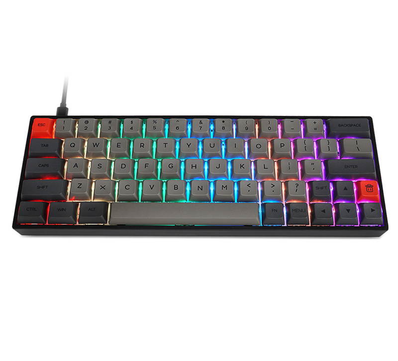SK64 64 Keys Wired Mechanical Keyboard Gaming Keyboard with RGB Backlit, PBT Keycaps, Arrow Keys, IP6X Dustproof Waterproof Hot Swappable for Win/Mac/Gaming(Mechanical Optical Axis:Brown/Red )