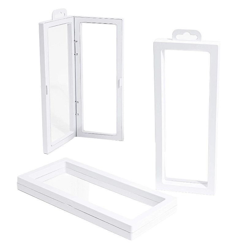 Juvale 3 Pack Floating Display Stands with Hanging Hook, 3D Floating Frame Display Holder for Challenge Coins, AA Medallions, Jewelry, White