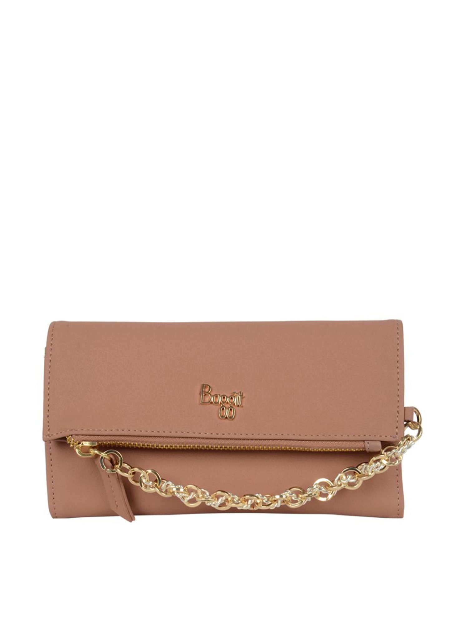 Baggit Pink Solid Tri-Fold Wallet for Women