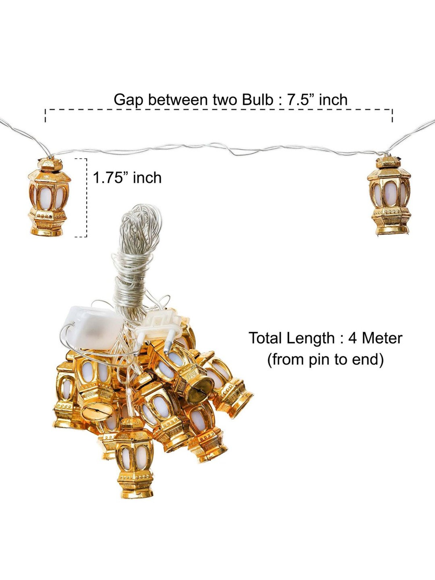 eCraftIndia Lantern Shaped LED Color Changing Steady Fairy String Lights for Diwali