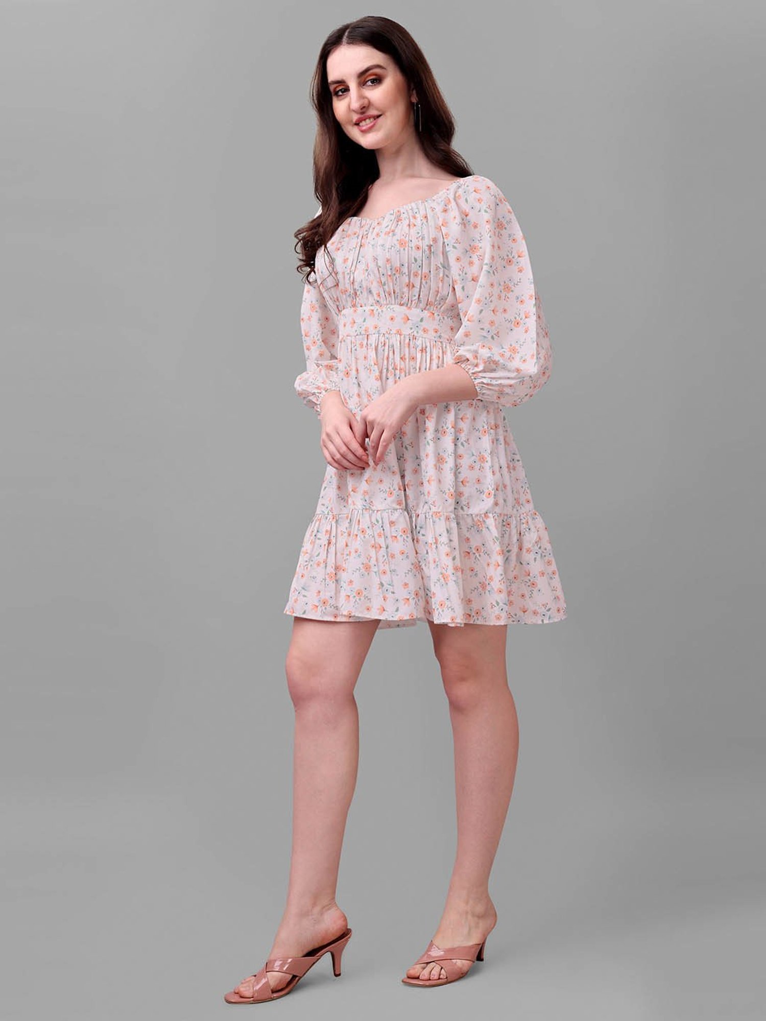 MASAKALI.CO Light Pink Floral Print A Line Dress