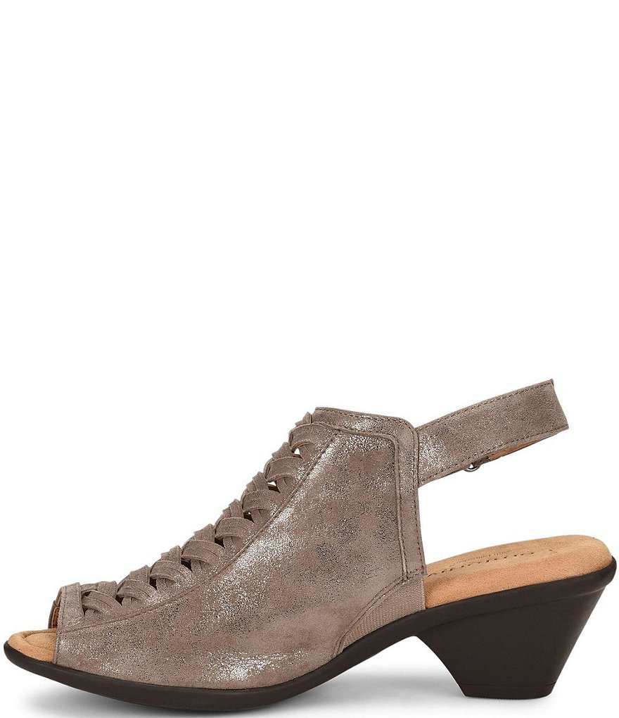 Comfortiva Finella Metallic Suede Slingback Peep Toe Mules