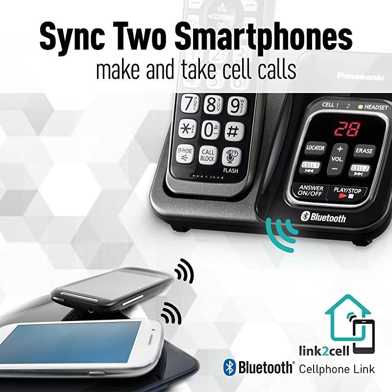 KX-TGD564M plus one KX-TGDA51M handset Link2Cell Bluetooth Cordless Phone with Voice Assist and Answering Machine - 5 Handsets (Renewed) (KX-TGD563M +2, KX-TGD562M +3)