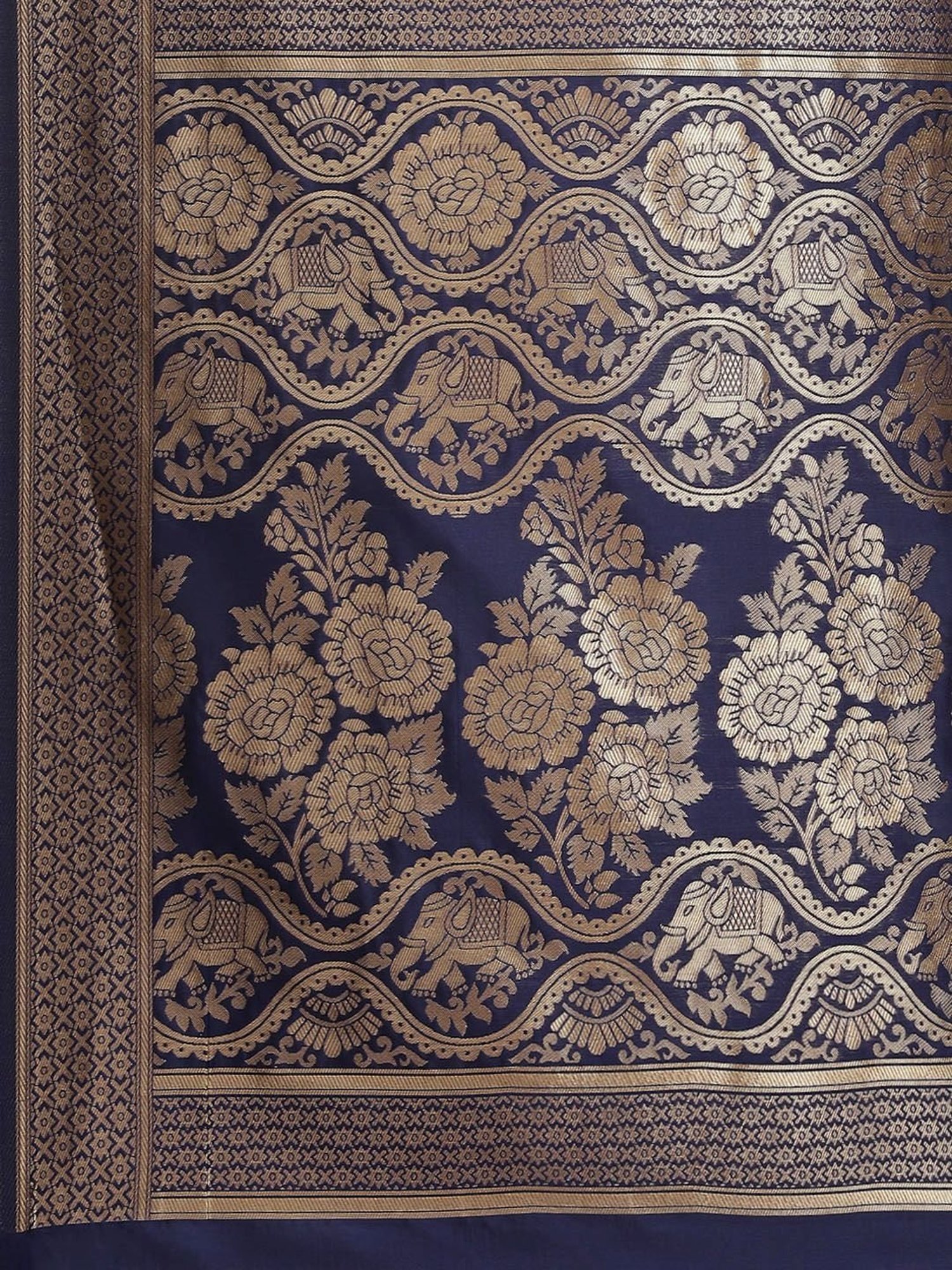 KSUT Blue Silk Woven Saree With Unstitched Blouse