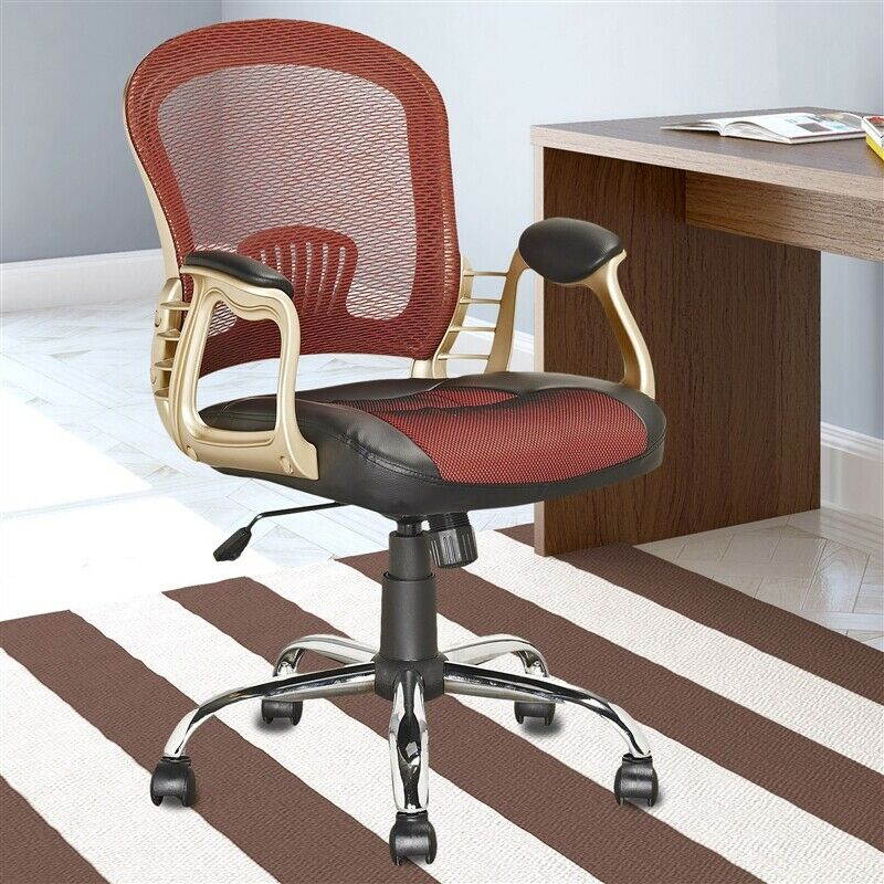 CorLiving Workspace Faux Leather Swivel Office Chair in Black and Red