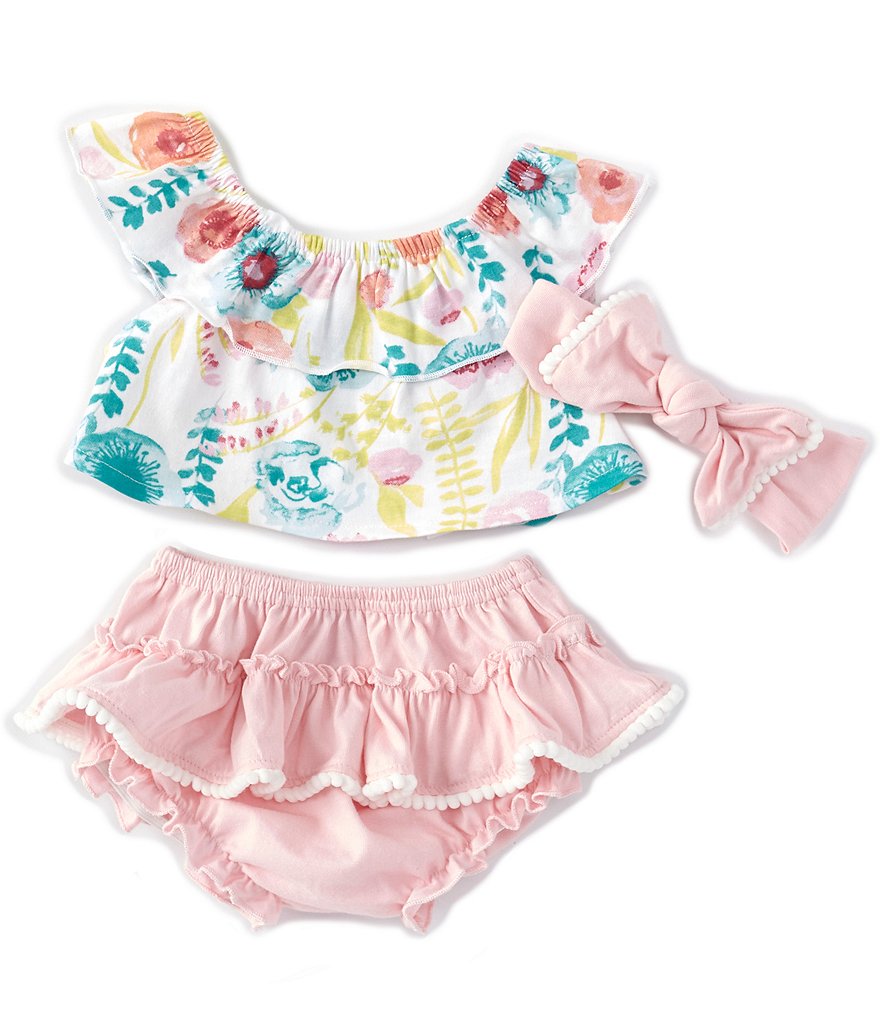 Baby Starters Baby Girls 3-24 Months Ruffled Floral Top & Skirted Bloomer Set